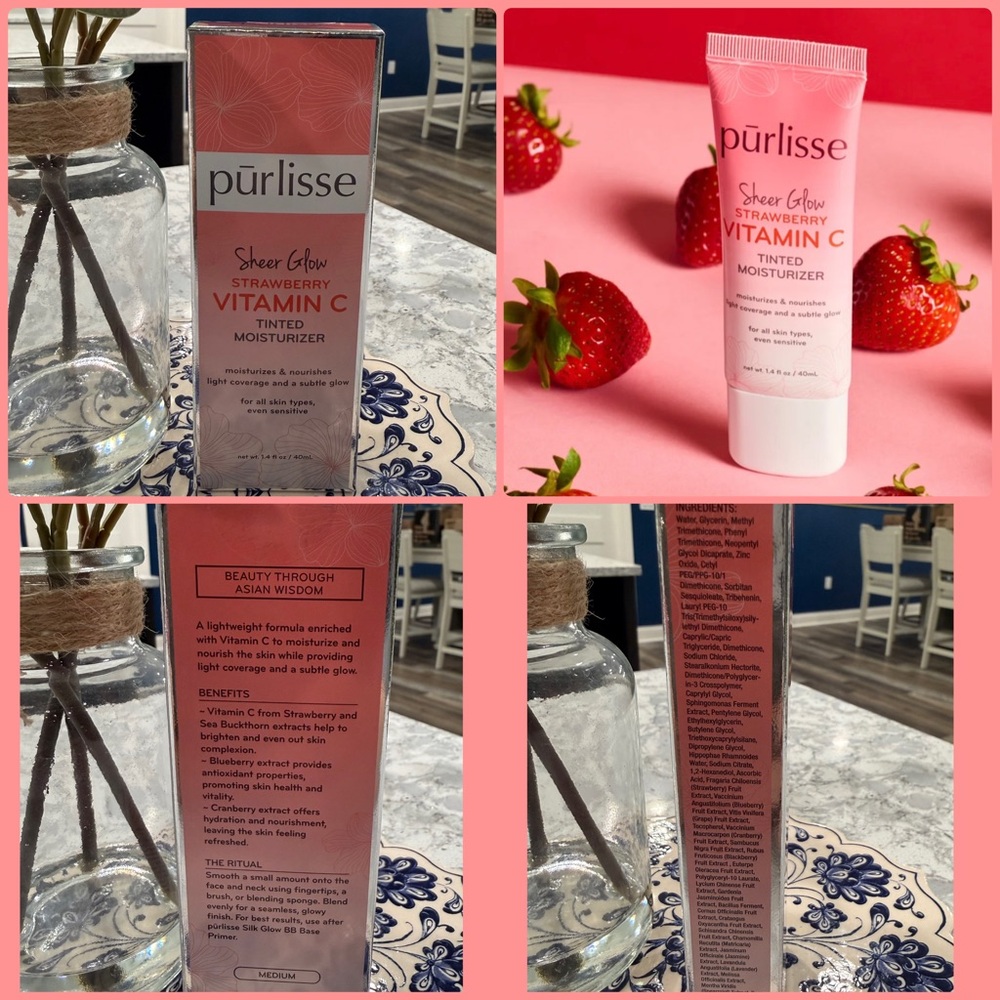 Purlisse Sheer Glow Strawberry Vitamin C Tinted Moisturizer Medium Asian Beauty